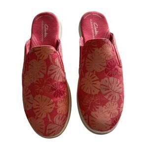 Clarks Women's Breeze Shore Mule, Coral Floral Canvas, Size 9.5, NWT